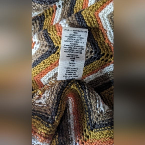 FREE PEOPLE Retro Wool Blend Brown Rhianon Chevron Sweater Dress Size SP - Picture 11 of 15